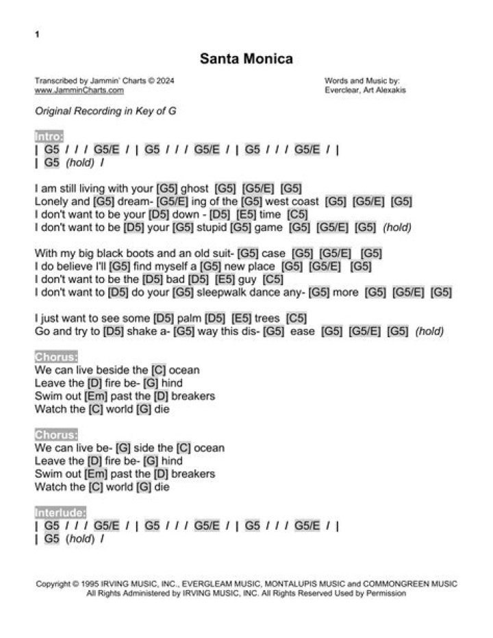 Santa Monica Lyrics - Santa Monica Translations